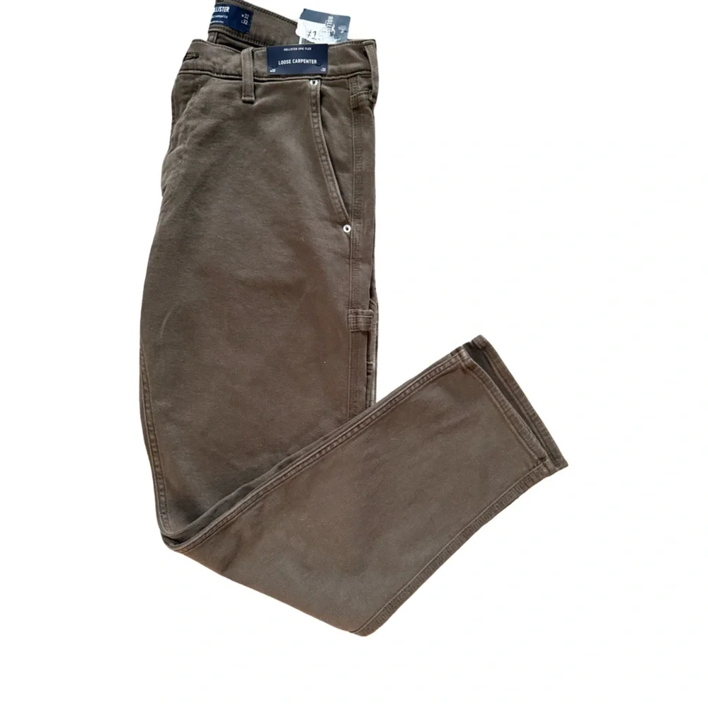 Hollister Brown Epic Flex Loose Fit Carpenter Utility Jeans NWT Size 32x32